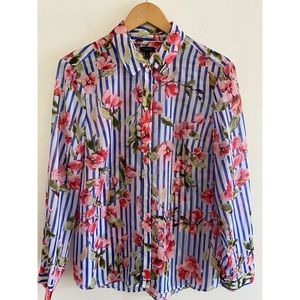 Women’s Talbot Sheer Floral Button Down Shirt Sz-L